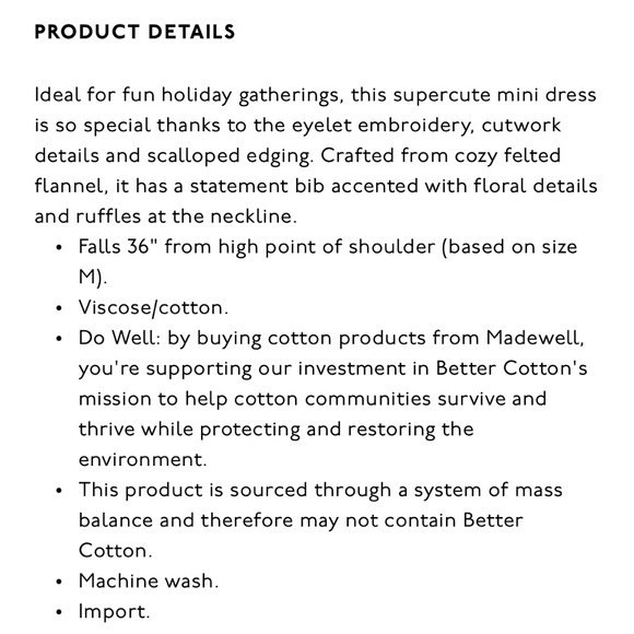 Madewell Embroidered Ruffled Flannel Mini Dress - Picture 6 of 8